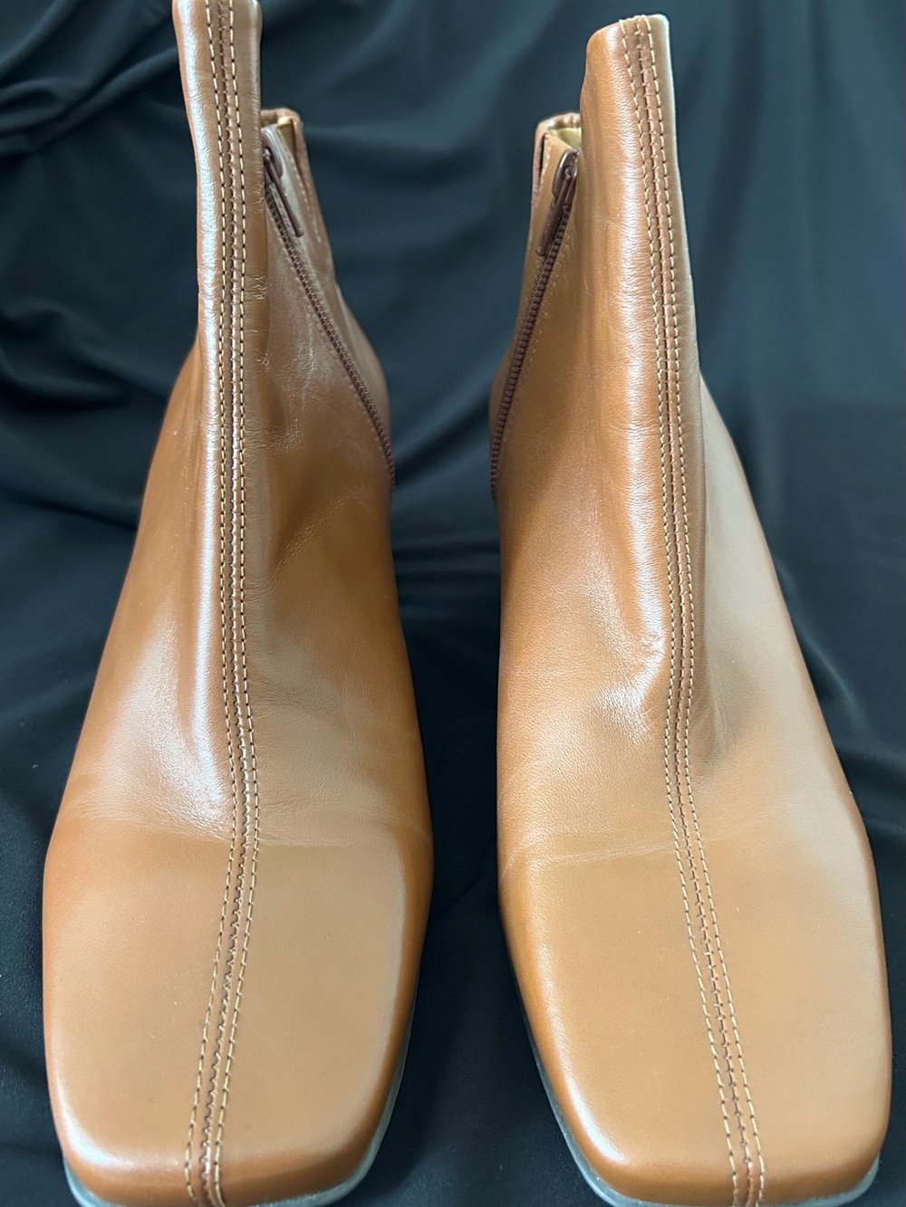 Easy Spirit, Andersont Tan Leather Square-Toe Ankle Boots - 8.5W - Picture 2 of 7
